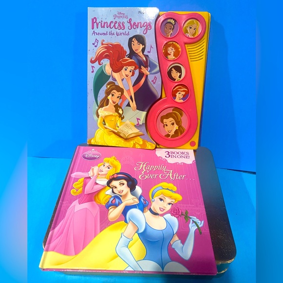 DISNEY PRINCESS AROUND THE WORLD PLAY A SONG & HAPPILY EVER AFTER 3 IN ONE BOOK - Picture 1 of 15